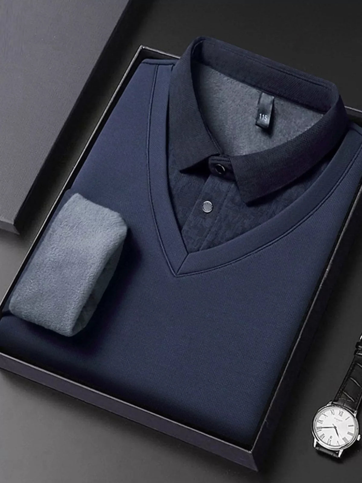 Men's Plus Size Long Sleeve Polo Shirt