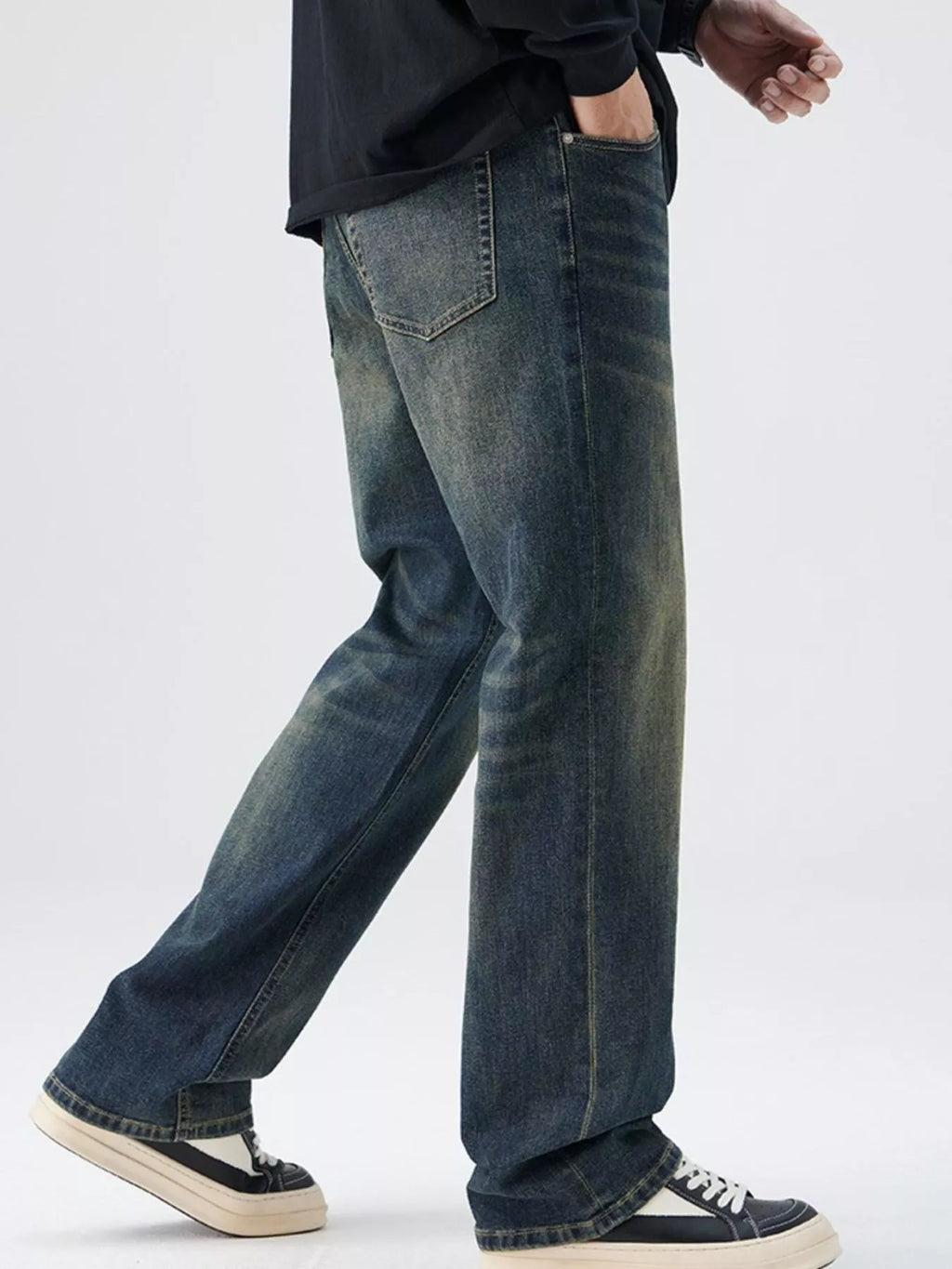 Men's Plus Size Wash Loose Fit Jeans