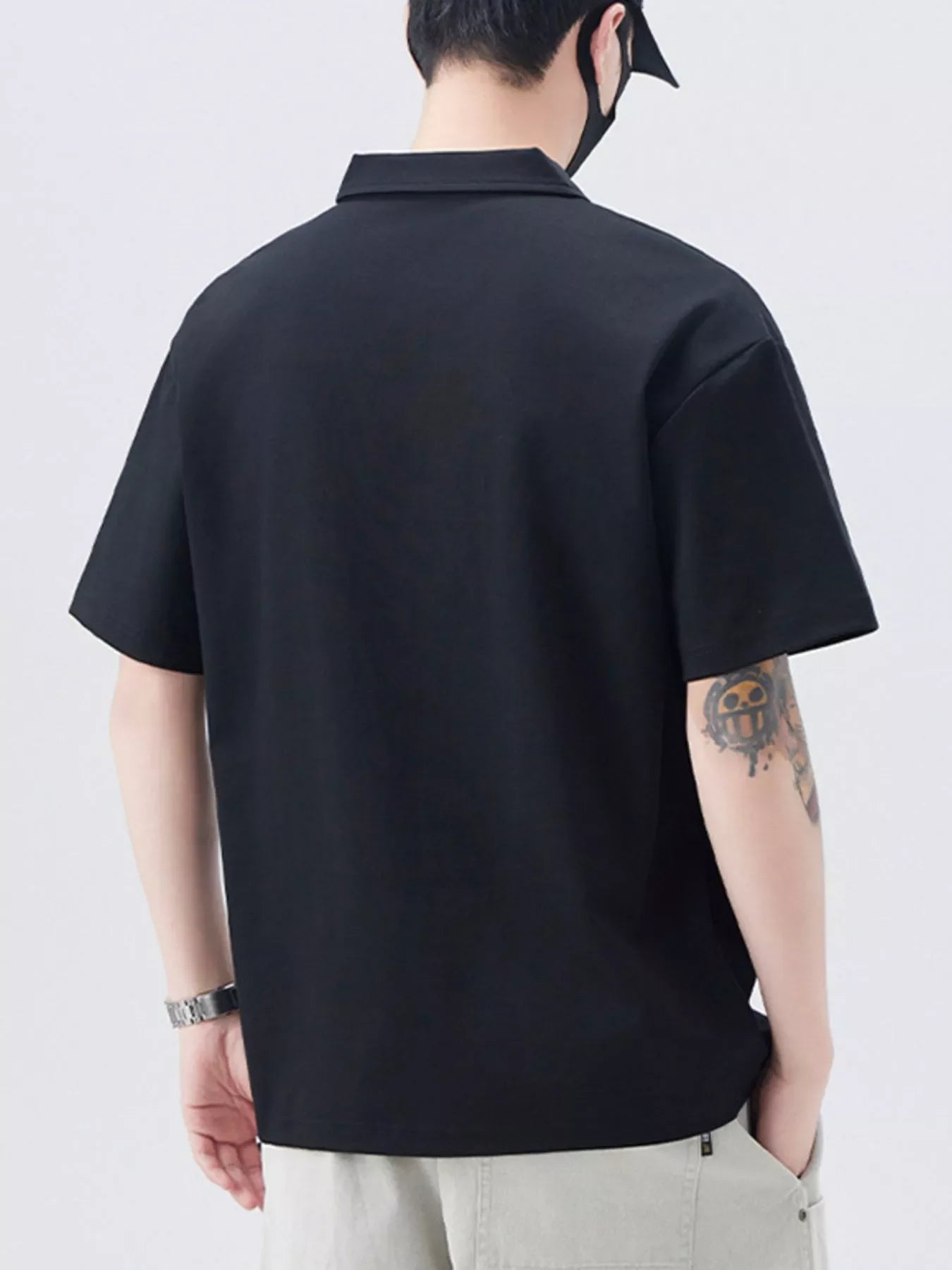Men's Plus Size Short Sleeve Polo Shirt with Chest Pockets