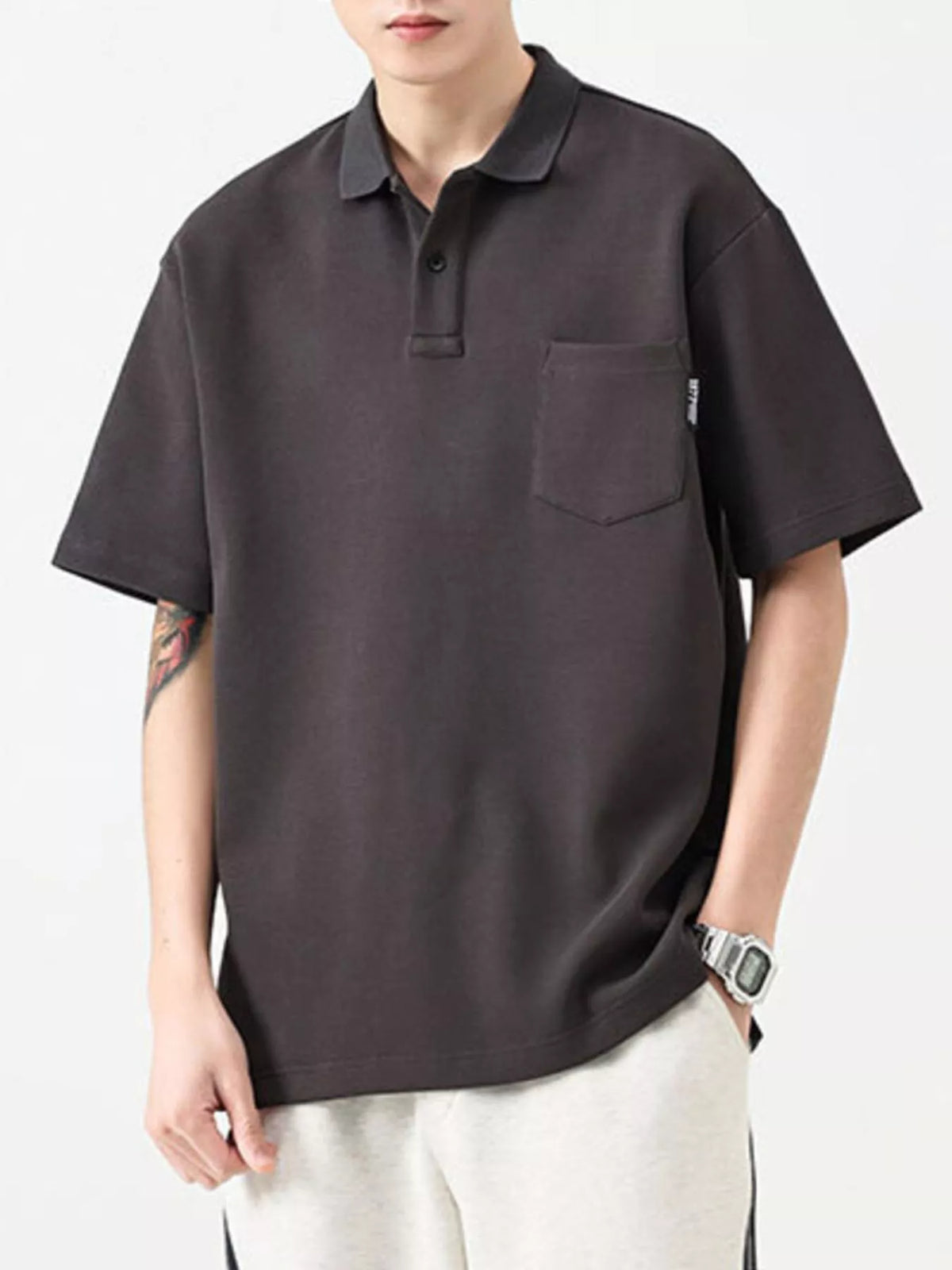 Men's Plus Size Button Detail Short Sleeve Polo