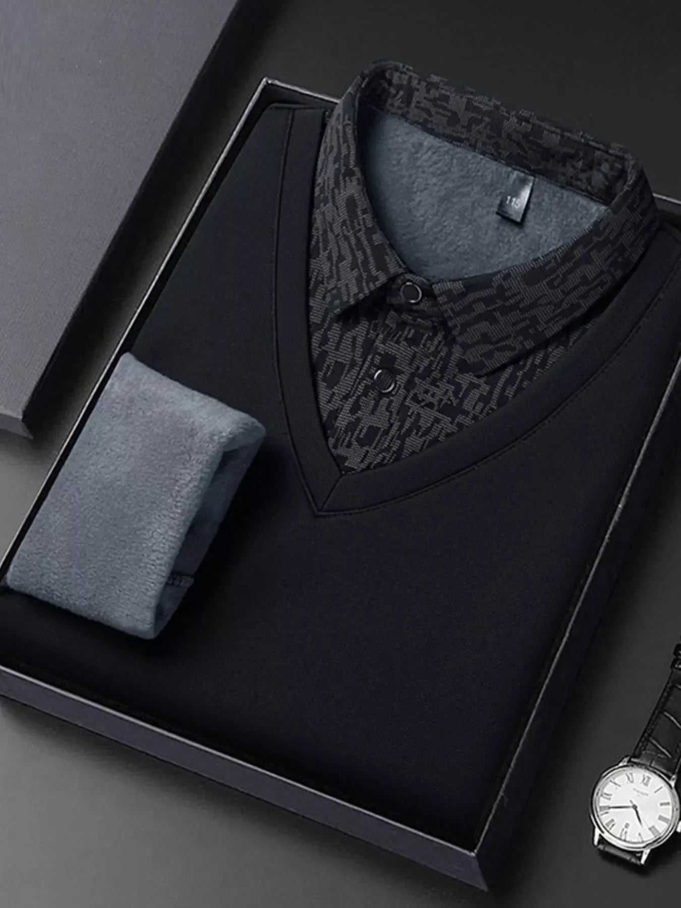 Men's Plus Size Long Sleeve Polo Shirt