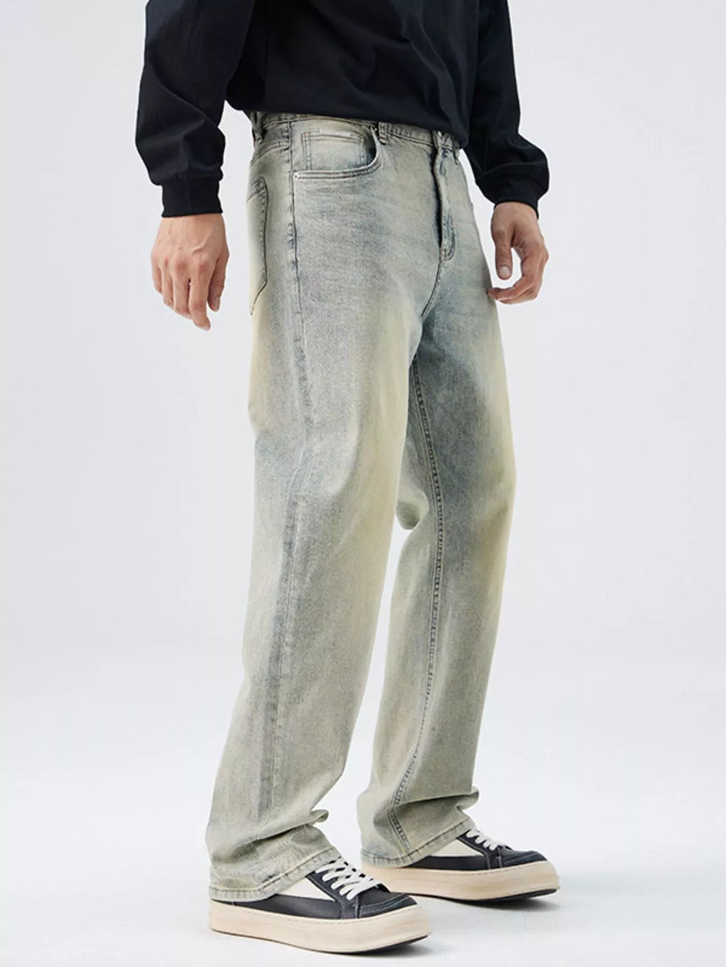 Men's Plus Size Wash Loose Fit Jeans