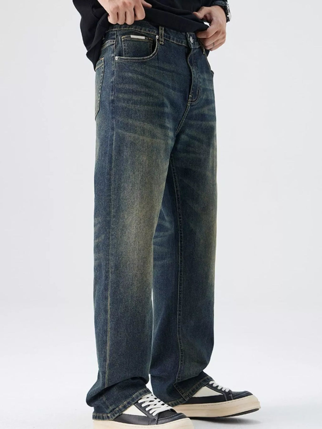 Men's Plus Size Wash Loose Fit Jeans