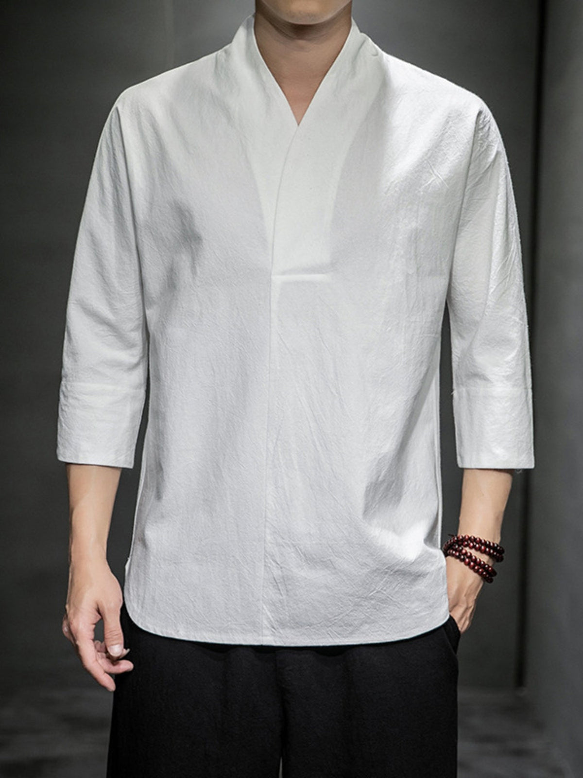Men's Plus Size Loose Fit 3/4 Sleeve Shirt