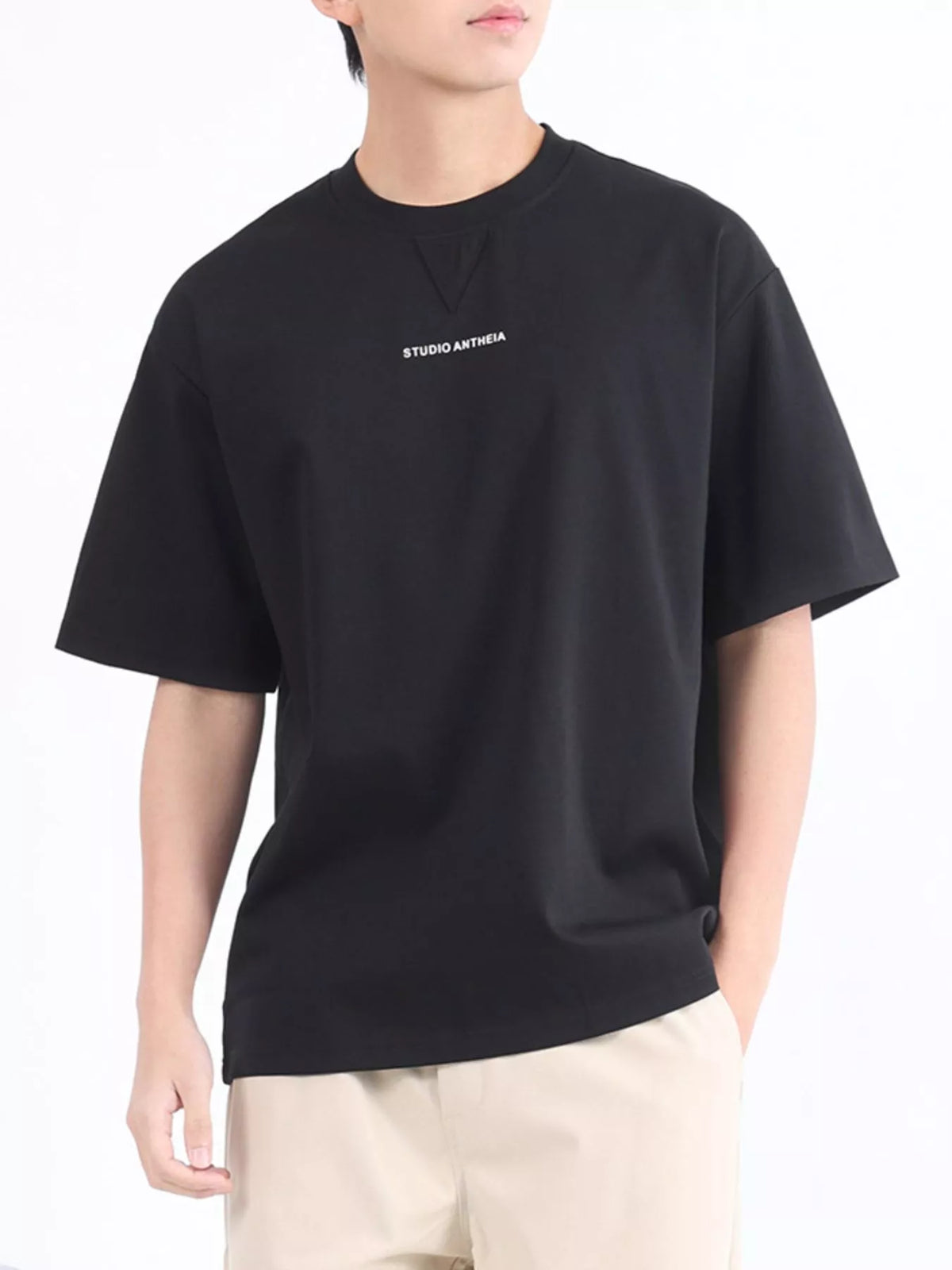 Men's Plus Size Letter Round Neck Oversized T-Shirt