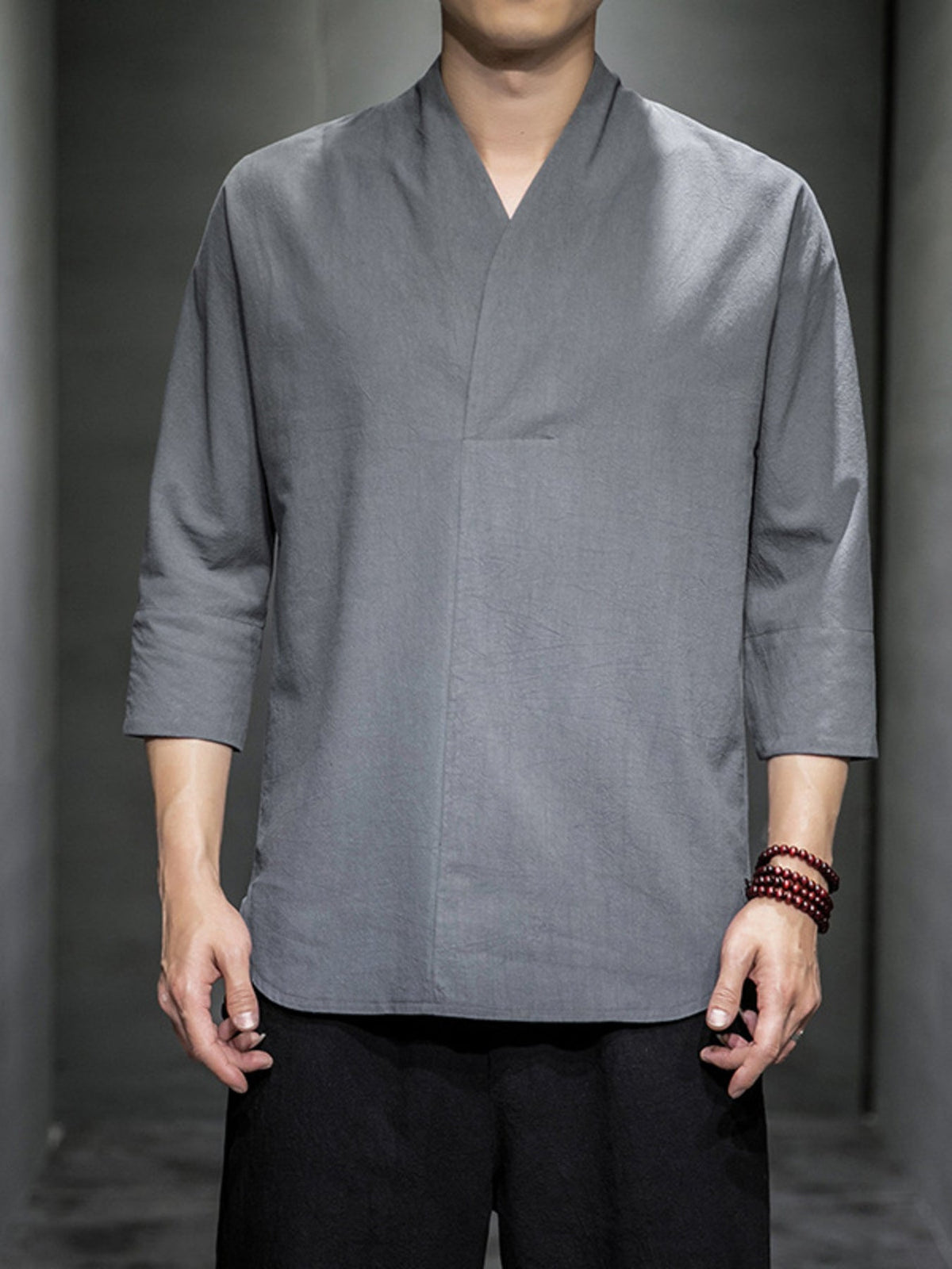 Men's Plus Size Loose Fit 3/4 Sleeve Shirt