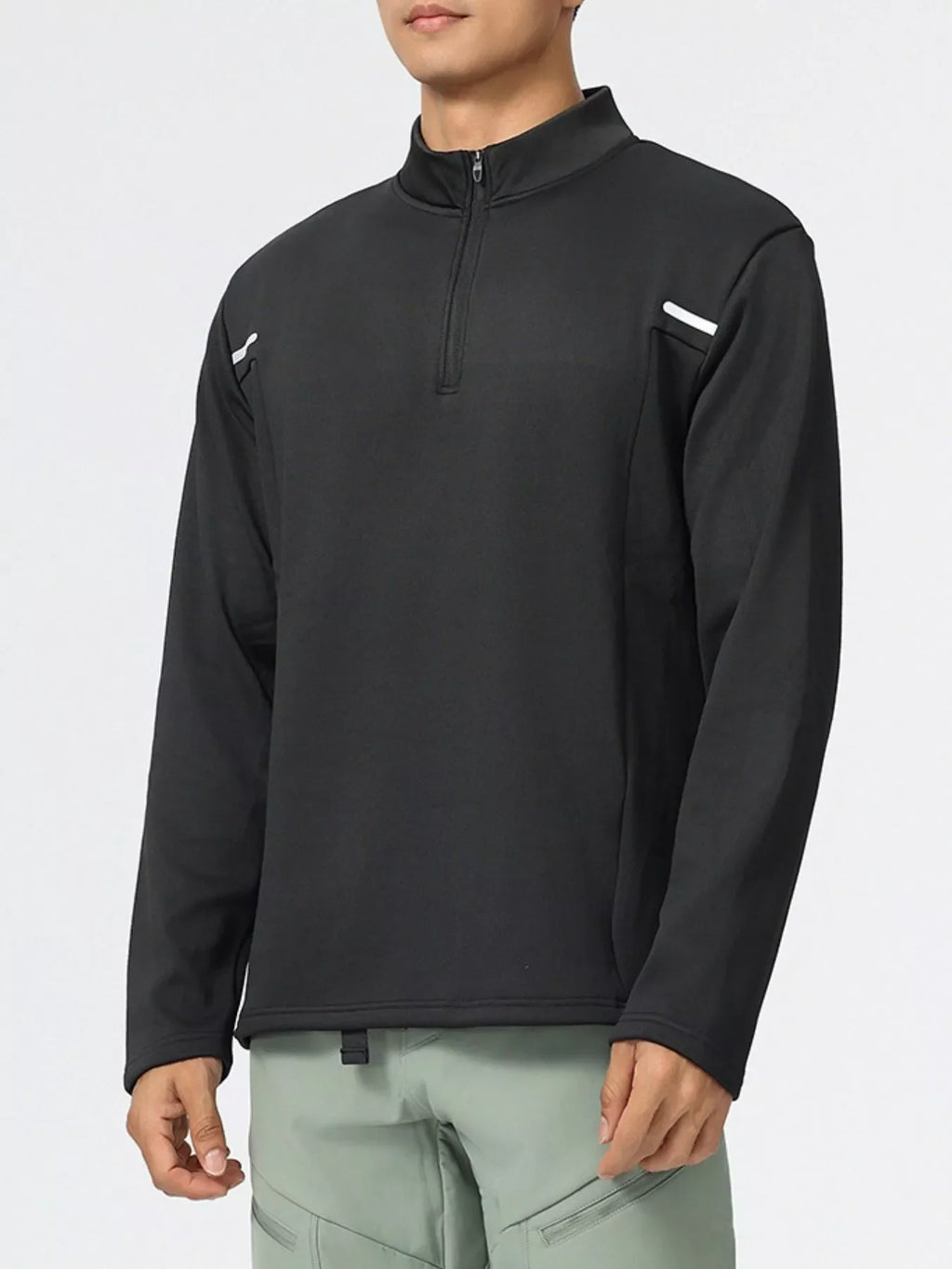 Men's Plus Size Half-Zip Long Sleeve Top