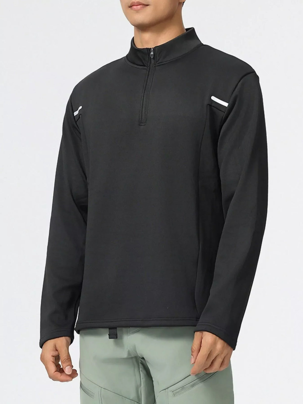 Men's Plus Size Half-Zip Long Sleeve Top