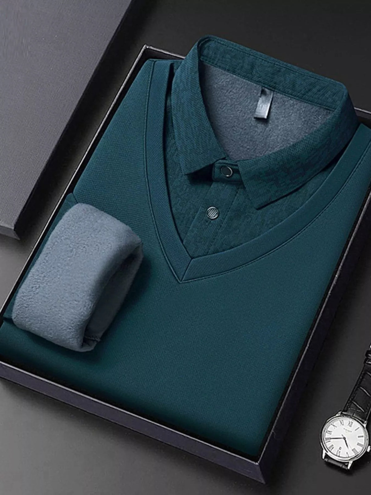 Men's Plus Size Long Sleeve Polo Shirt