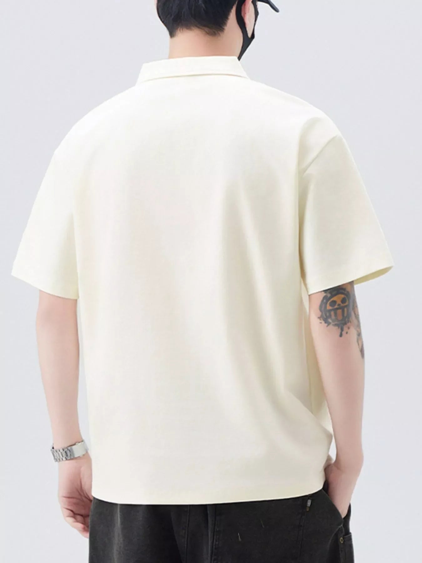 Men's Plus Size Short Sleeve Polo Shirt with Chest Pockets