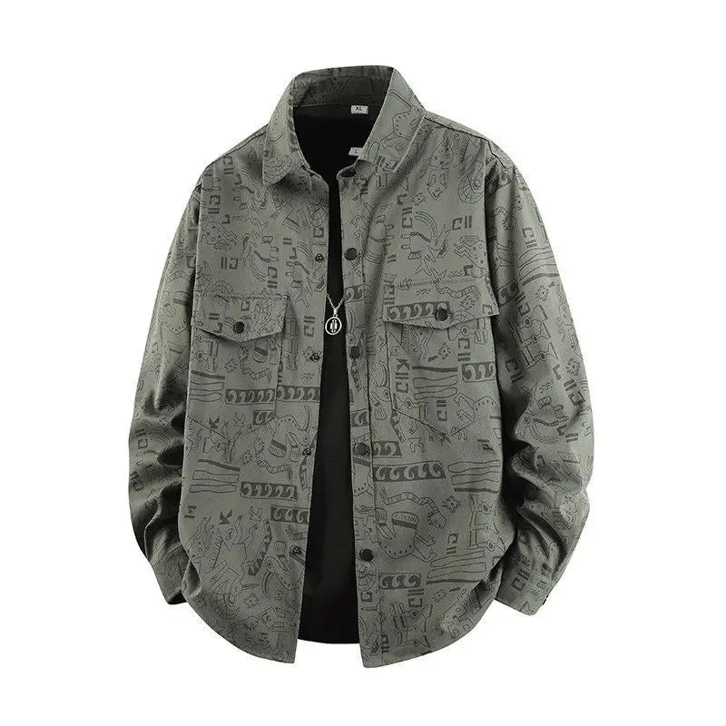 Graffiti Shirts Men Spring Autumn Long Sleeve Shirt Plus Size 8XL Fashion Casual Shirts Jackets Male Big Size 8XL
