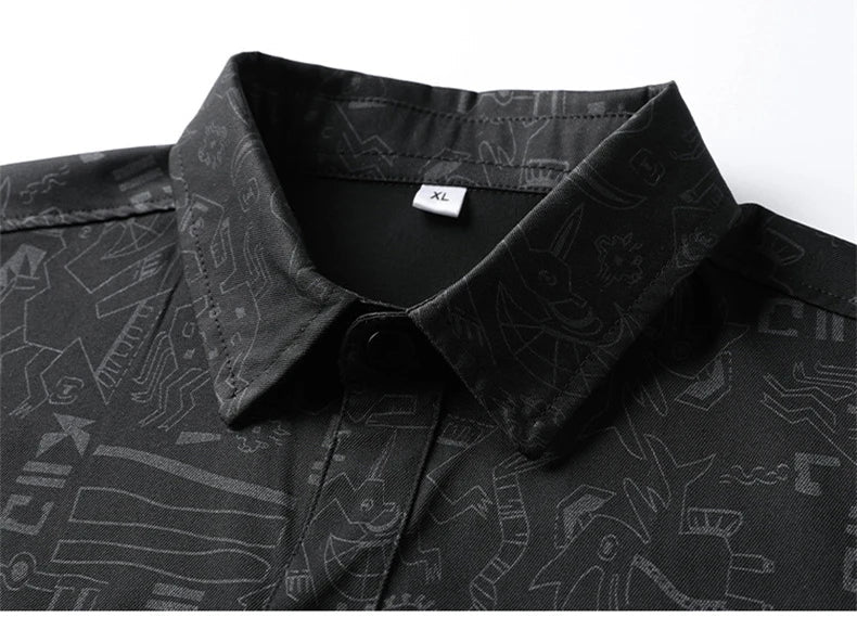 Graffiti Shirts Men Spring Autumn Long Sleeve Shirt Plus Size 8XL Fashion Casual Shirts Jackets Male Big Size 8XL