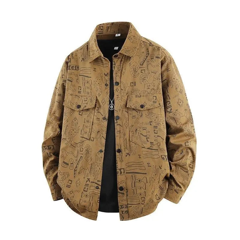 Graffiti Shirts Men Spring Autumn Long Sleeve Shirt Plus Size 8XL Fashion Casual Shirts Jackets Male Big Size 8XL