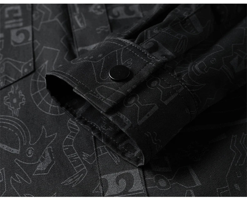 Graffiti Shirts Men Spring Autumn Long Sleeve Shirt Plus Size 8XL Fashion Casual Shirts Jackets Male Big Size 8XL