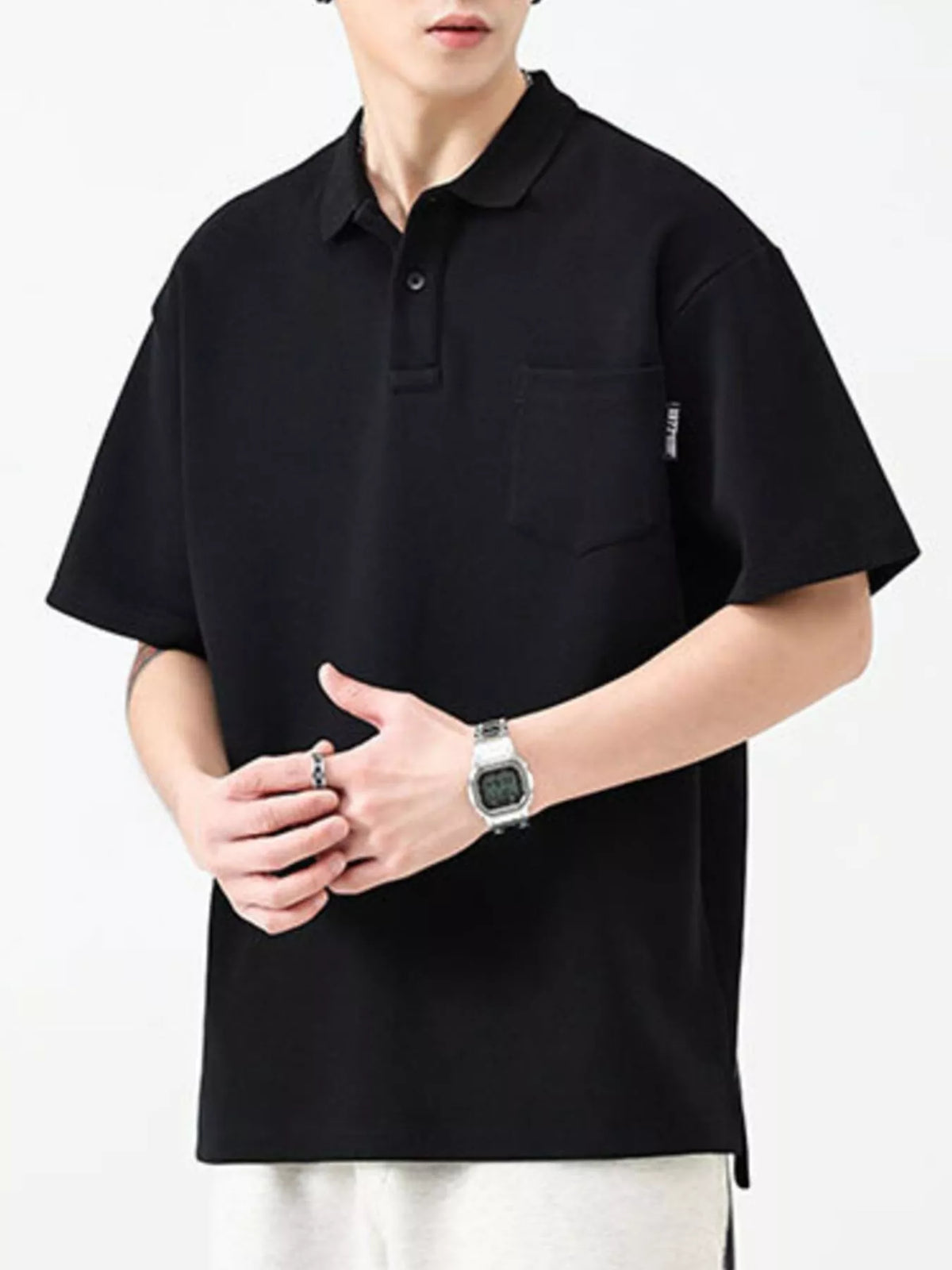 Men's Plus Size Button Detail Short Sleeve Polo