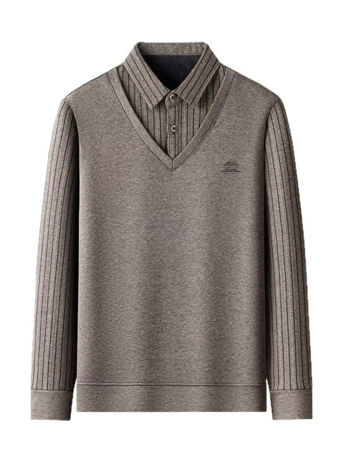 Men's Plus Size Striped Long Sleeve Polo
