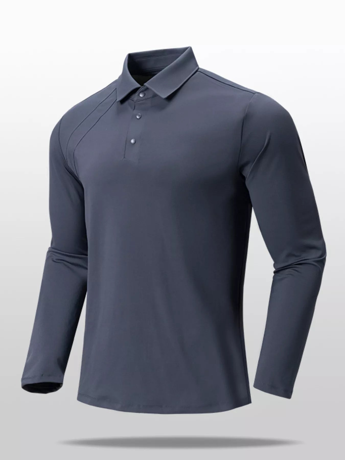 Men's Plus Size Long Sleeve Button Detail Polo