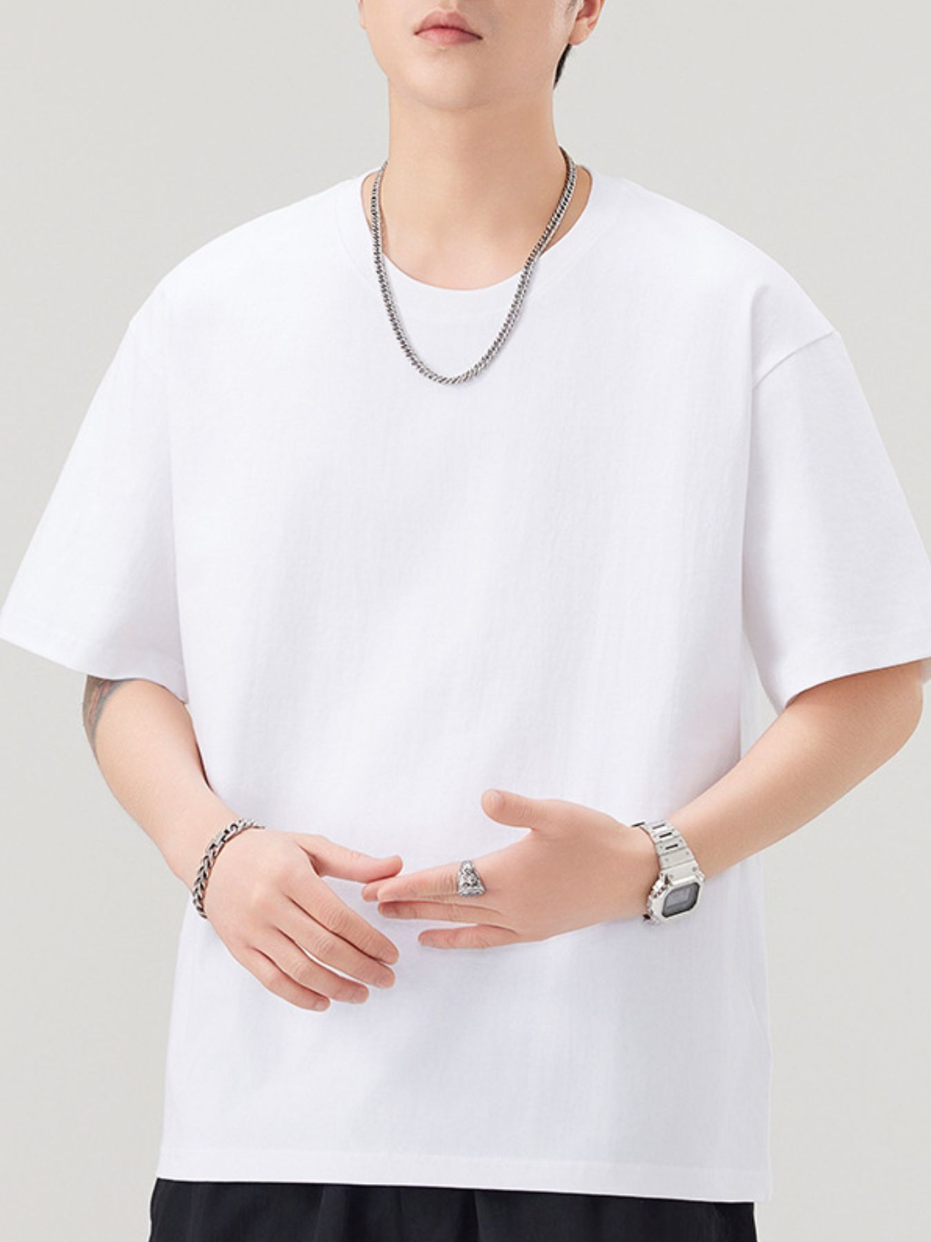 Men's Plus Size Solid Color Casual Loose T-Shirt