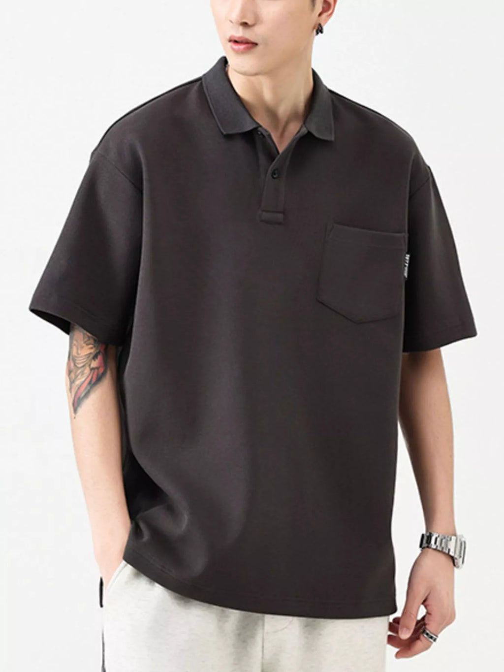 Men's Plus Size Button Detail Short Sleeve Polo