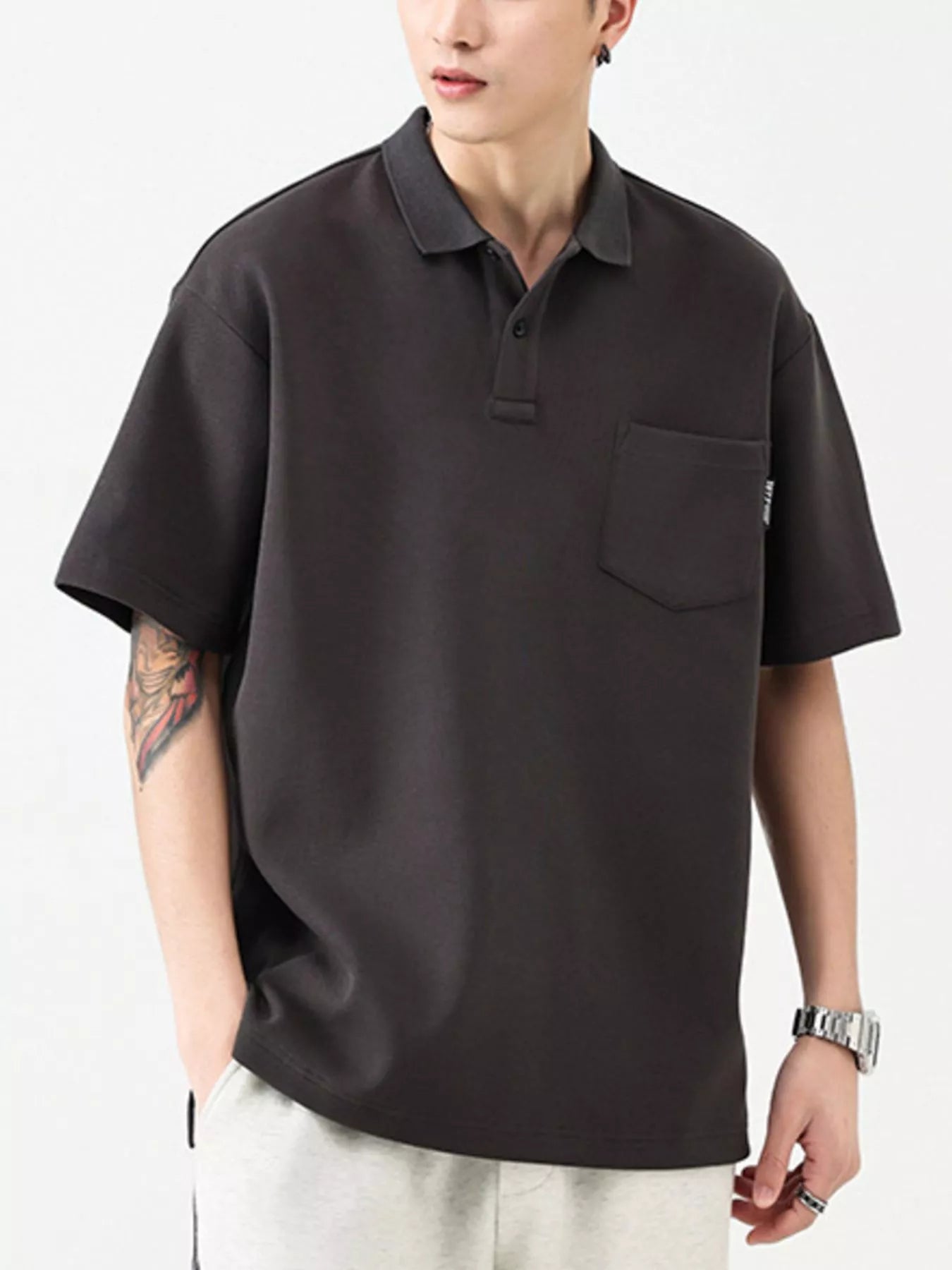 Men's Plus Size Button Detail Short Sleeve Polo