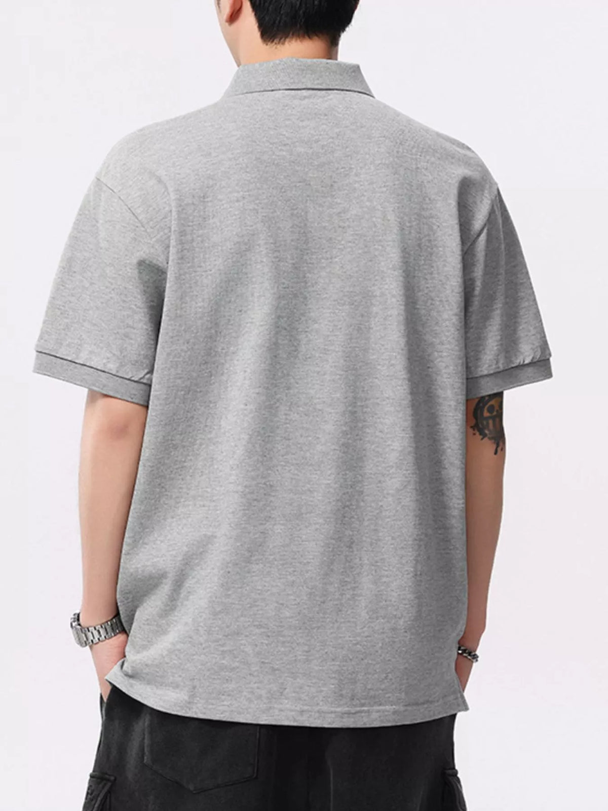 Men's Plus Size Short Sleeve Polo Shirt with Pocket