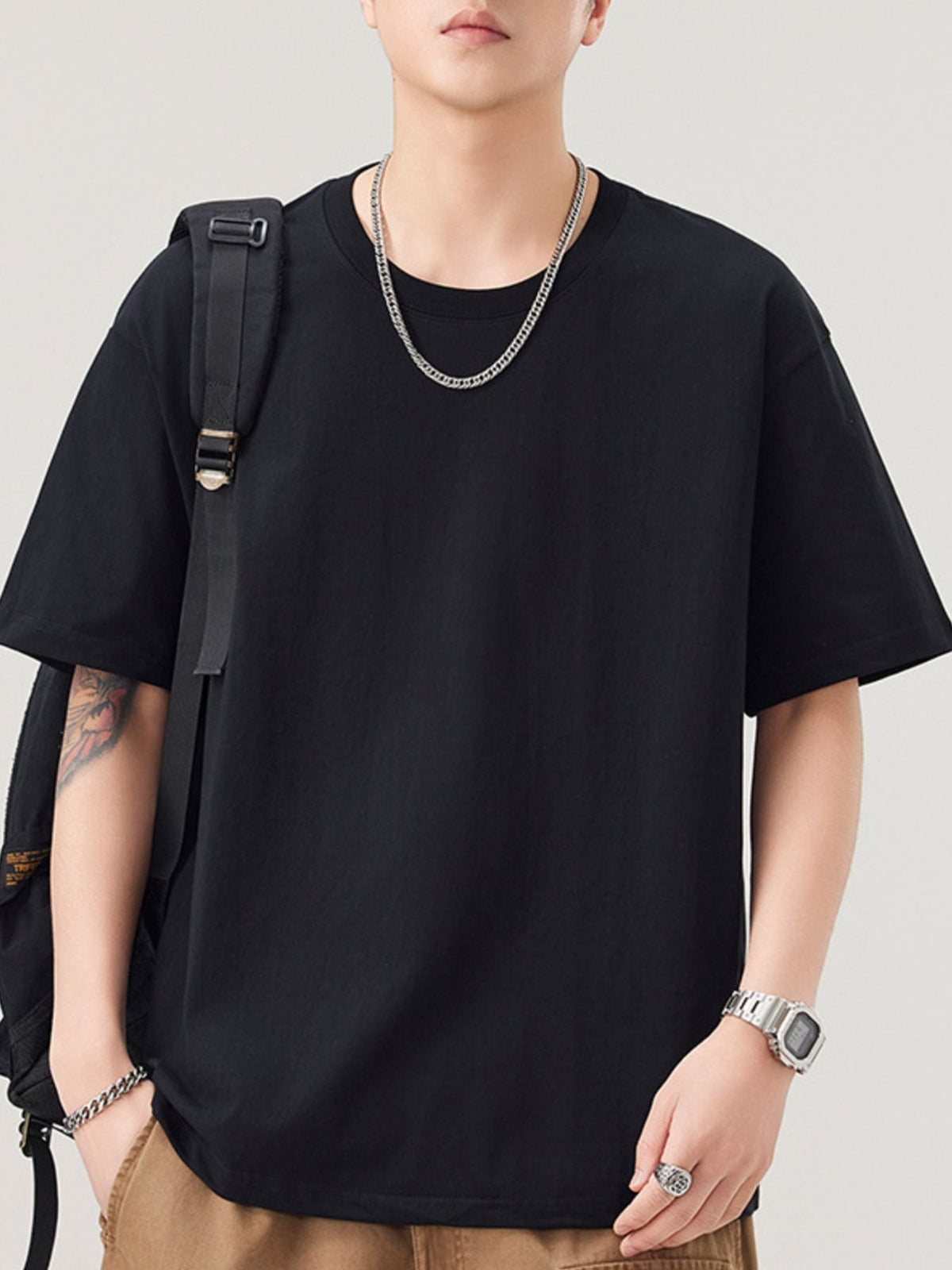 Men's Plus Size Solid Color Casual Loose T-Shirt