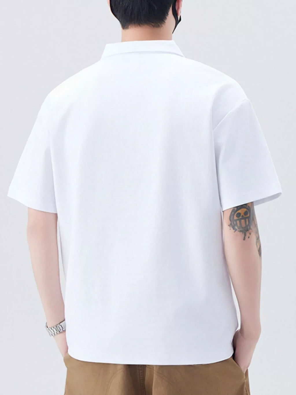 Men's Plus Size Short Sleeve Polo Shirt with Chest Pockets