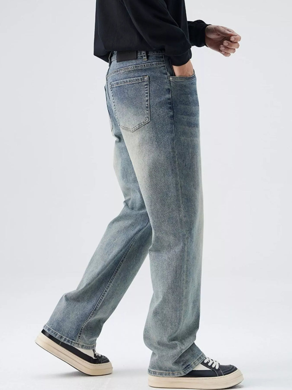 Men's Plus Size Wash Loose Fit Jeans