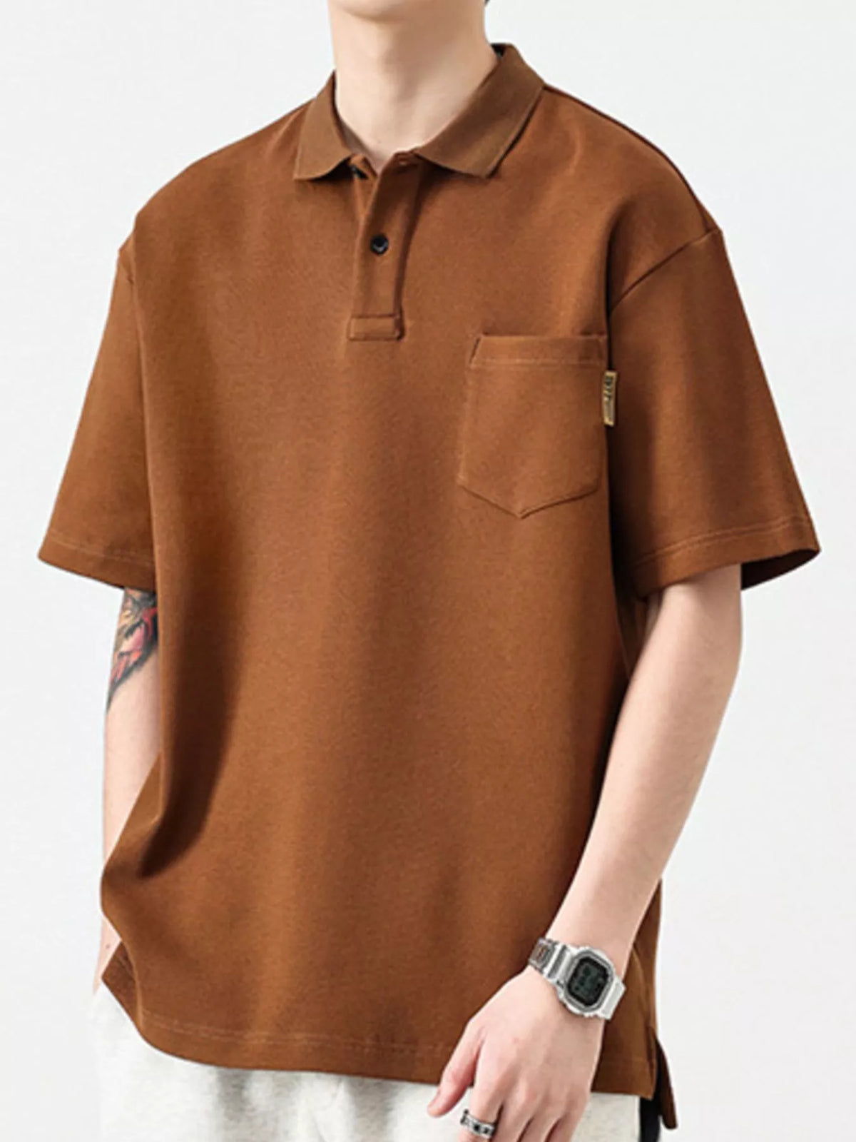 Men's Plus Size Button Detail Short Sleeve Polo