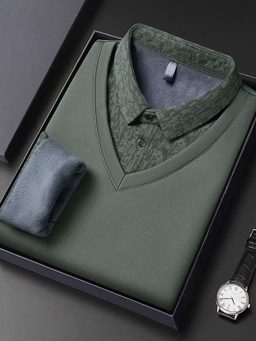 Men's Plus Size Long Sleeve Polo Shirt
