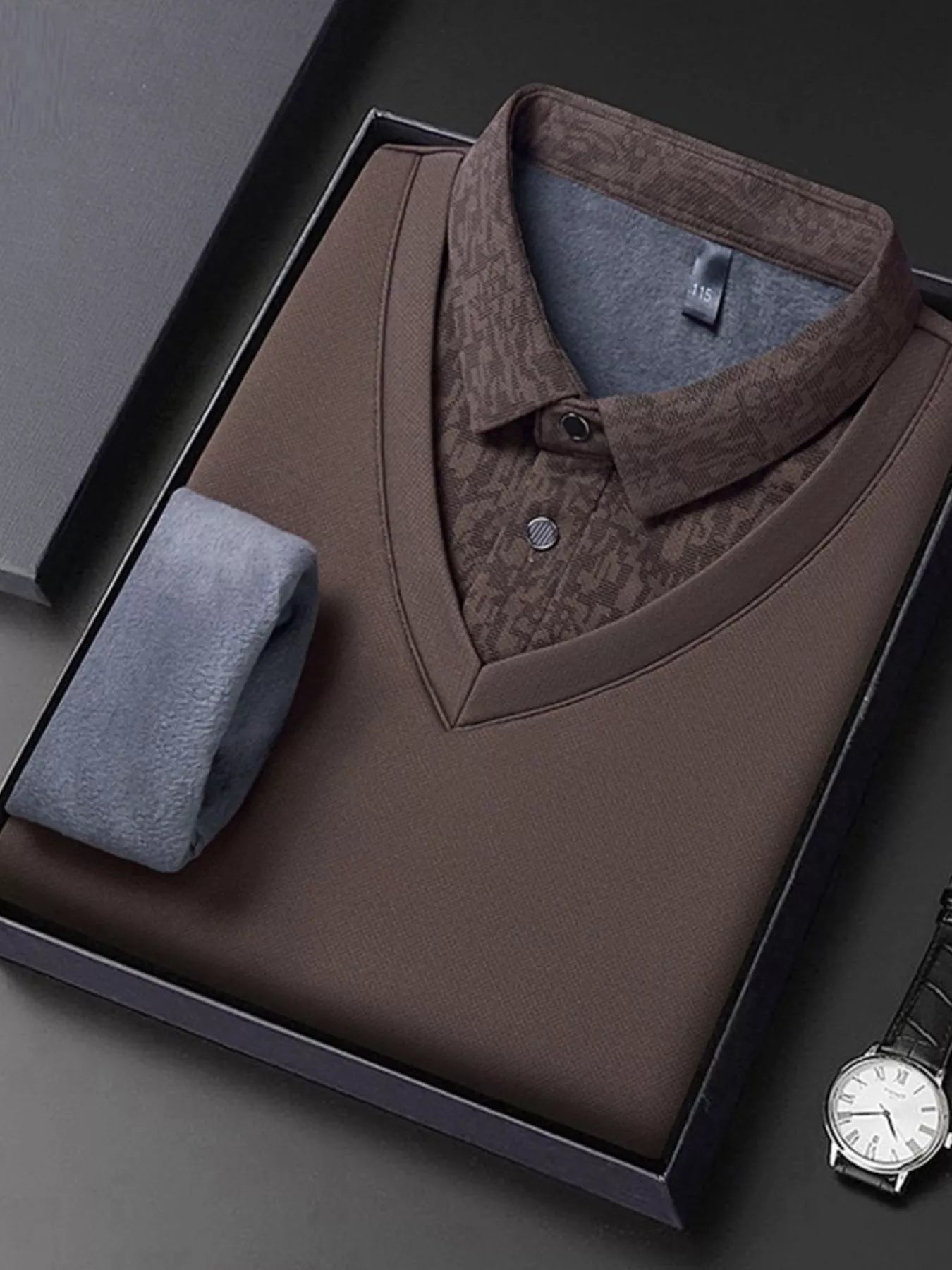 Men's Plus Size Long Sleeve Polo Shirt