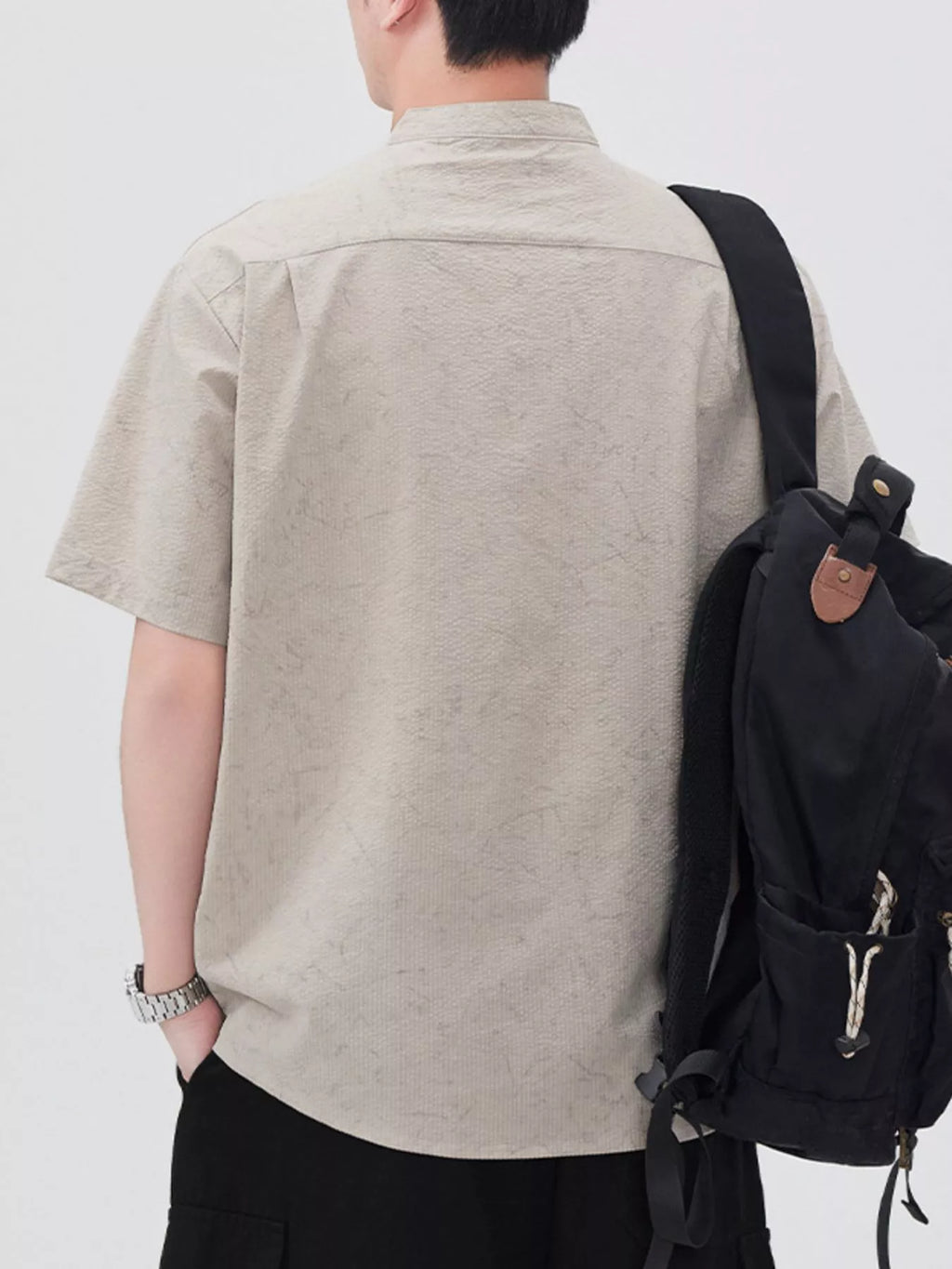 Men's Plus Size Button Detail Short Sleeve Top