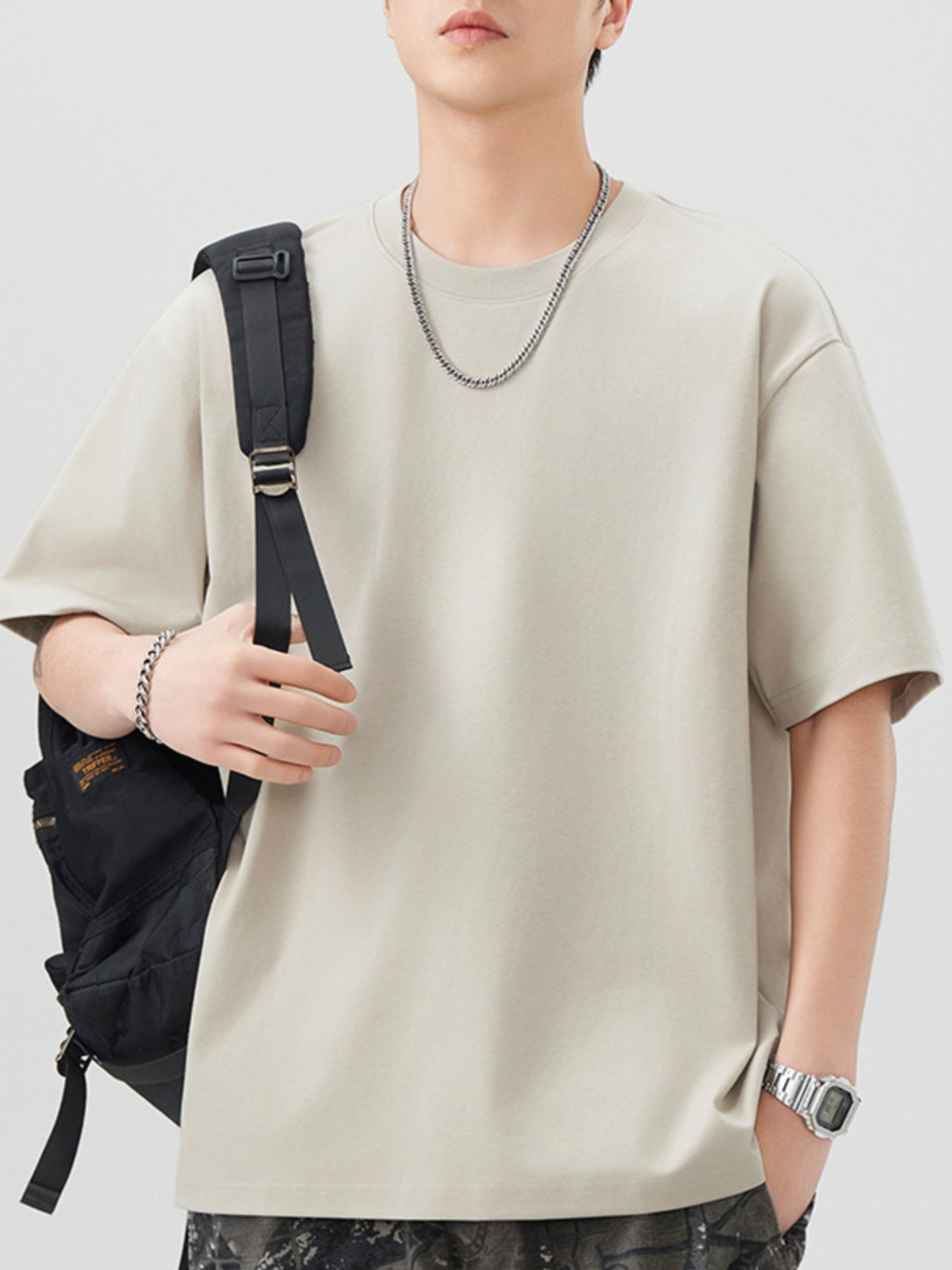 Men's Plus Size Solid Color Casual Loose T-Shirt