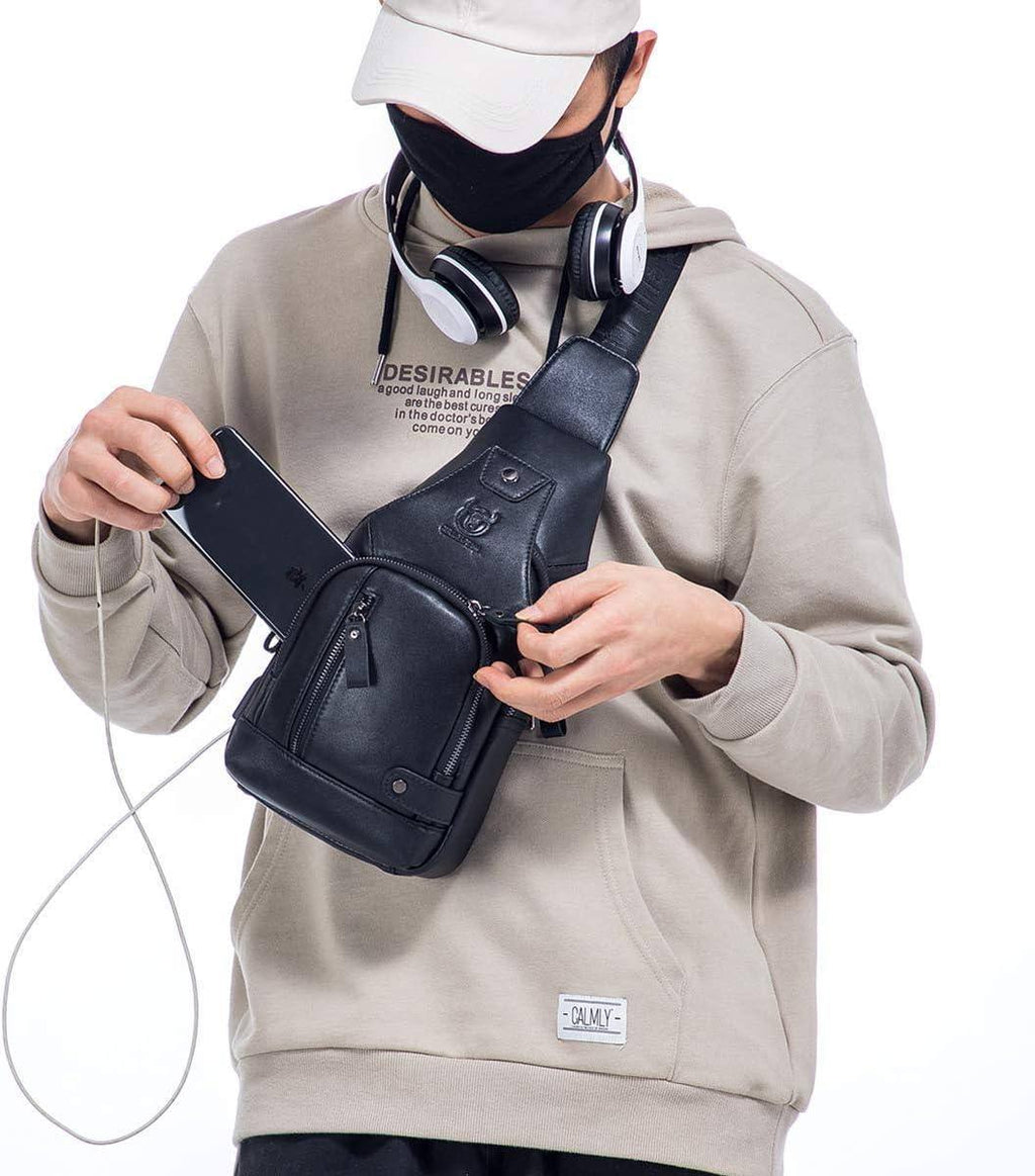 Men's Genuine Leather Sling Bag – Modern Crossbody Carry